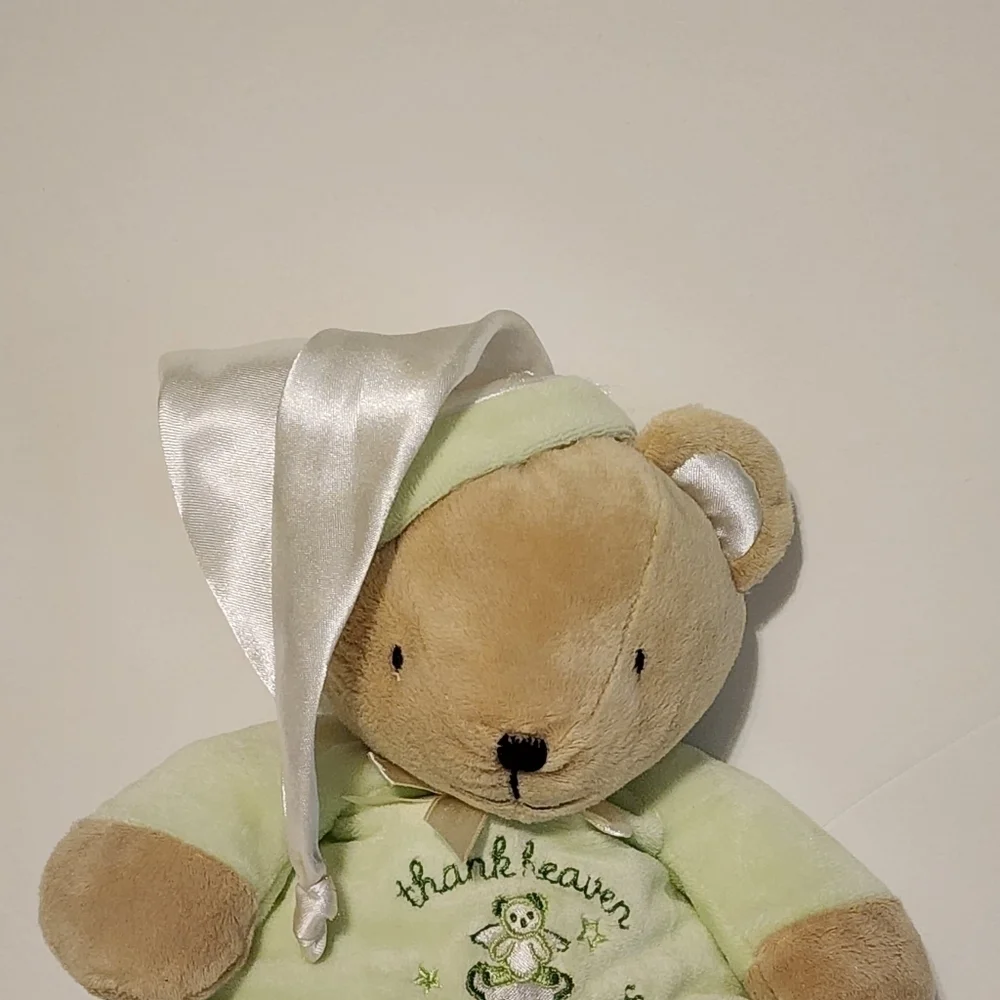 Carter's green bear Thank Heaven for little babies. In a night bonnet